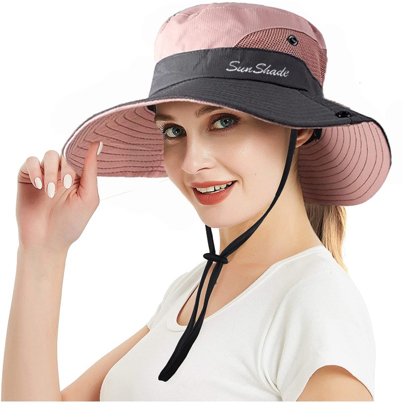 Women's Summer Sun-Hat Ponytail - Outdoor UV-Protection Mesh Wide Brim