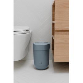 Umbra Touch Waste Can, Small 1.6 Gallon Trash Can with Lid, Swing Lid Waste Basket, Garbage Can with Lid for Washroom/Bathroom, Soft Touch, Slate Blue