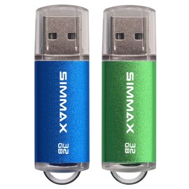 Memory Stick 2 Pack 32GB USB 2.0 Flash Drives Thumb Drive Pen Drive by SIMMAX (32GB Blue Green)