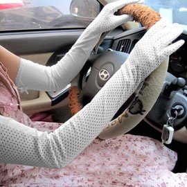 Ladies UV Sun Protection Driving Gloves Cotton Full Finger Arm Sleeves Women UPF 50+ Sun Gloves Long Anti-UV Breathable Dots Summer Gloves for Outdoor Sports Driving Summer Supplies Non Slip Gloves