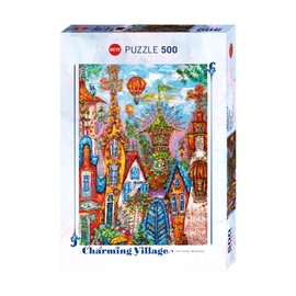 HEYE, Blue Gate, Charming Village, Puzzle 500 Pieces, Fantasy Puzzles, Promotes Concentration, IQ Puzzle Games, Perfect for the Puzzle Mat, Size: 35 x 50 cm