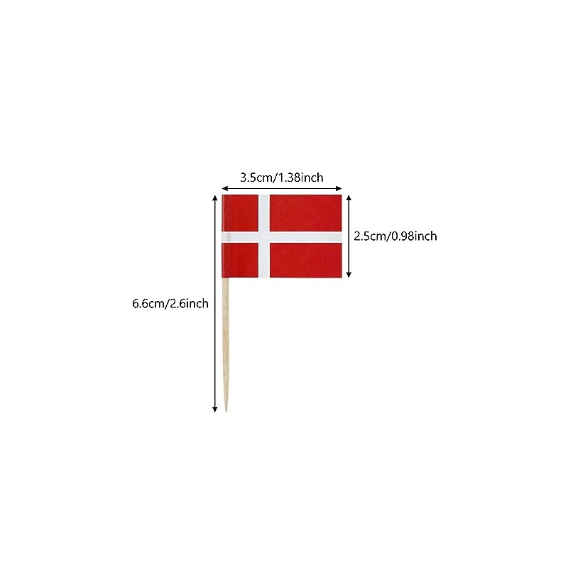 100 Pcs Denmark Flag Danish Toothpick Flags, Small Mini Stick
