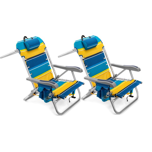Homevative Cooler+ Folding Backpack Beach Chair with 5 Positions, Towel