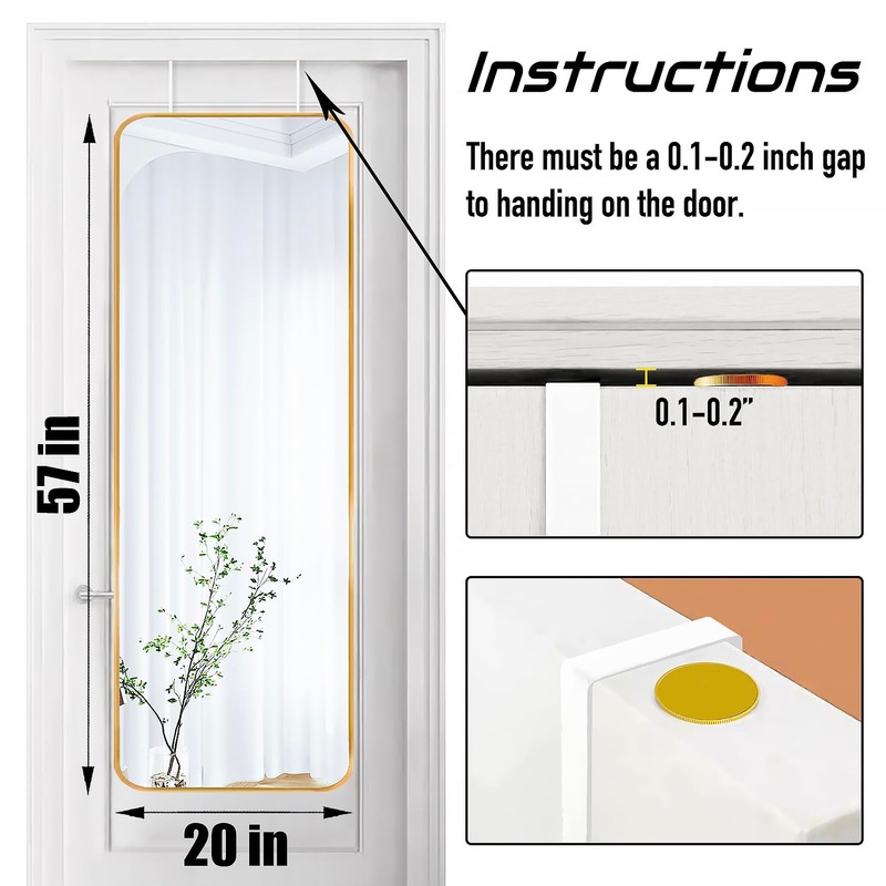 SCWF-GZ 57x20 Door Hanging Full Length Mirror, Floor Stand (Height
