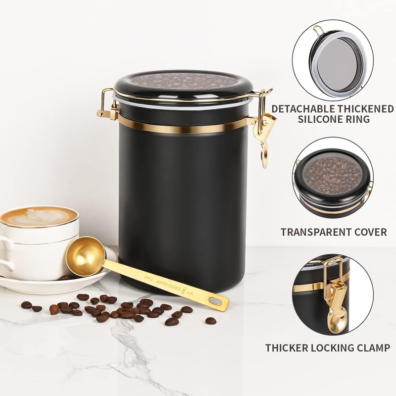 Yangbaga 304 Stainless Steel Coffee Canisters for Ground Coffee,3 x