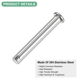 M METERXITY 4-Pack Single Hole Clevis Pins, M8 x 75mm 304 Stainless Steel Flat Head Clevis Pins for Mechanical Linkage/Fixed Parts/Ship Rigging, Link Hinge Pin Reusable