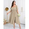 SHESTARR Womens Plus Size Maxi Dress Pleated Square Neck Short