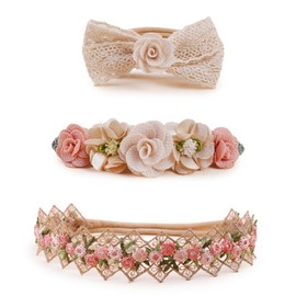 BFNAAgirl New Model Baby Girl Nylon Headbands Nylon Flower Elastic Hairbands 3pcs Hair Accessories Gift for Newborn Infant Toddlers (BF-Z38)