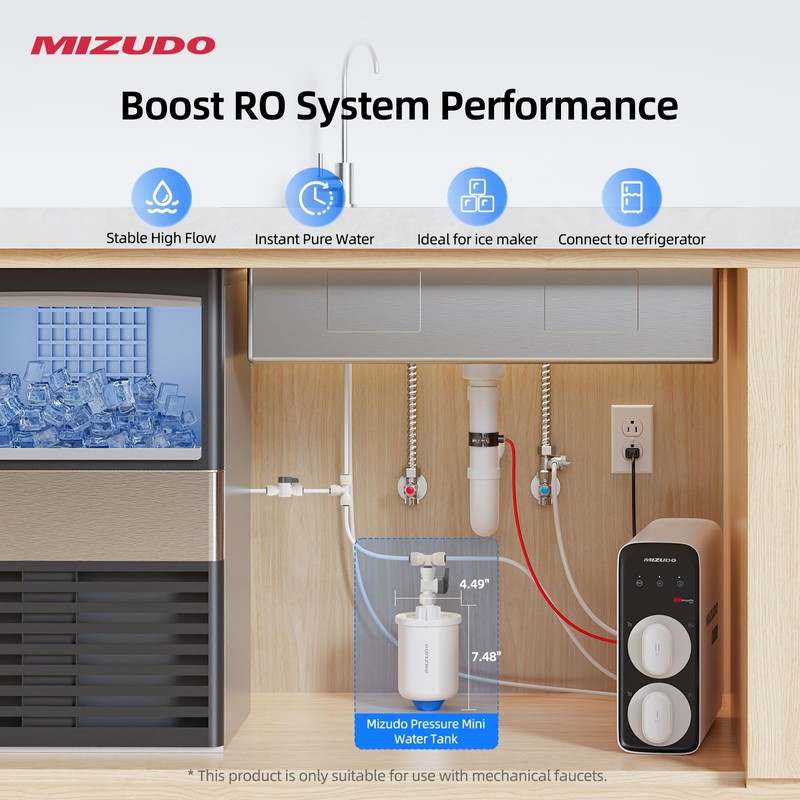 MIZUDO Mini Water Tank RO Pressure Tank for Non-Electronic Faucet