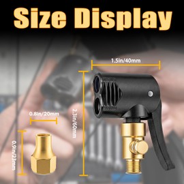 2 Pack Locking Presta Schrader Air Chuck, Dual Head Tire Pump Nozzle with 1/4 Inch F NPT Quick Connect for Tire Inflator, Built in Air Release Button Valve Adapter for Bicycle Floor Pump