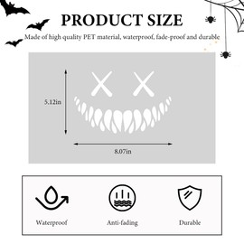 DXNQ Reflective Smile Demon Car Sticker, Funny Cool Devil Smiley Car Decal for Rear Windshield Bumper, Auto Waterproof Demon Smile Sticker for Car Truck SUV, Universal Car Accessories (White)