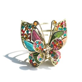 Colourful Butterfly Shark Clip Vintage Hair Clip Resin Colourful Butterfly with Diamond Grab Clip Butterfly Hair Claw Clip Barrette Hair Clamps Strong Hold Hair Clip Fashion Hair Accessories for Women