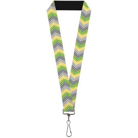 Buckle-Down Lanyard - 1.0" - Chevron Weave Grays/yellow/green Accessory, Multi, One Size