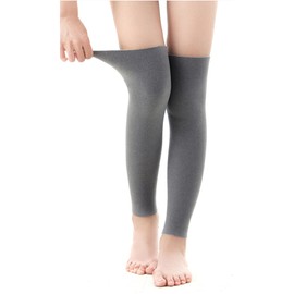 ITODA Knee Warmers Winter Leg Warmers Warm Lined Leg Warmers Women Men Knee Support Elastic Non-Slip Knee Pads Long Thin Knee Protector Thermal Windproof Knee Cuff for Dancing Yoga Sleeping, gray