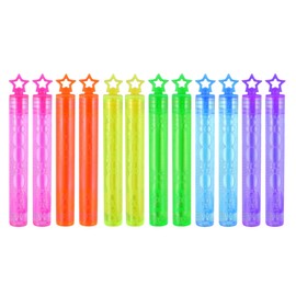 FNA FASHIONS® Neon Fun Bubble Tubes with Star Tips - Set of 12 Vibrant Colors - 48ml Total Bubble Solution|Perfect for Play, Parties, and Gifts|