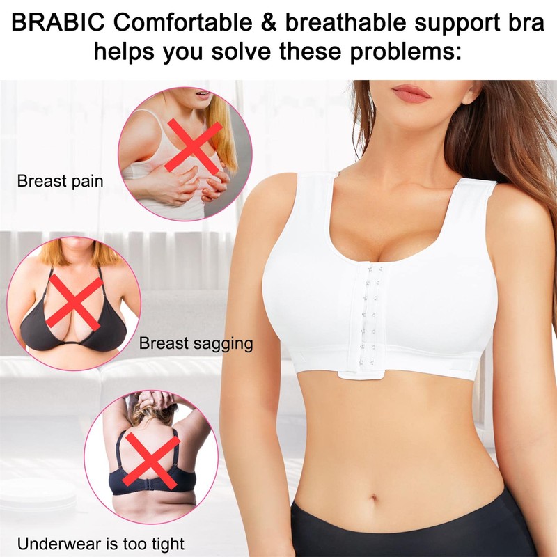 BRABIC Women Front Closure Post Surgery Compression Everyday Bras for