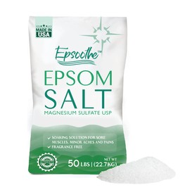Epsom Bath Salt, Magnesium Sulfate USP, Unscented, Fine Grain, 50 Pound Bag (Packaging May Vary)