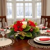 YULETIME 18-in Centerpiece with Flameless LED Candle Holder, Red Magnolia
