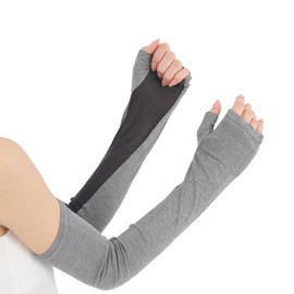 [Liapom] アームカバー UVカット 冷感 日焼け防止 指先まで レディース ひんやり メッシュ 通気性 腕カバー 夏用 (ロングチャコール)