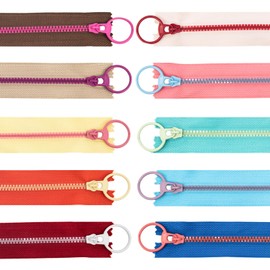 30Pcs Colorful Resin Zippers with Ring Pulls, 8inch Nylon Coil Zippers with Lifting Ring Quoit,Supplies Zippers for DIY Sewing Craft Tailor Bag Garment Tailor Sewing Crafts Clothing (colorful)