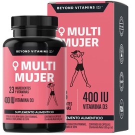 Multivitamínico para Mujer con 24 Ingredientes y Vitaminas | Suplemento de Vitaminas para Mujer con Vitamina D3, Vitamina E, Biotina | Suplemento Alimenticio en Cápsulas | Sin Azúcar - Ingredientes NON GMO- 60 cápsulas