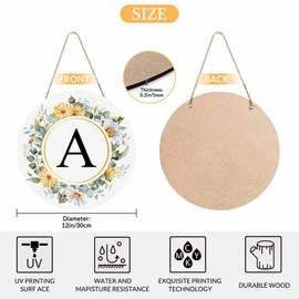 Beabes Welcome Sign Front Door Decoration Hand Drawn Flower Wreath Letter A Outdoor Indoor Wall Hanging Decorations 12x12in