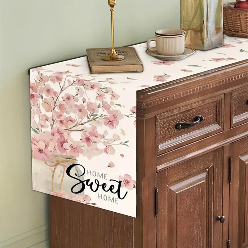 BSITSSS Sakura Leaves Spring Pink Table Runner, 33cm x183cm Spring