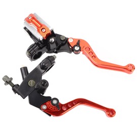 EVGATSAUTO Palancas del cilindro maestro, 1 par 7/8"(22 mm) Embrague de freno de motocicleta universal Palancas del depósito del cilindro maestro(Orange)
