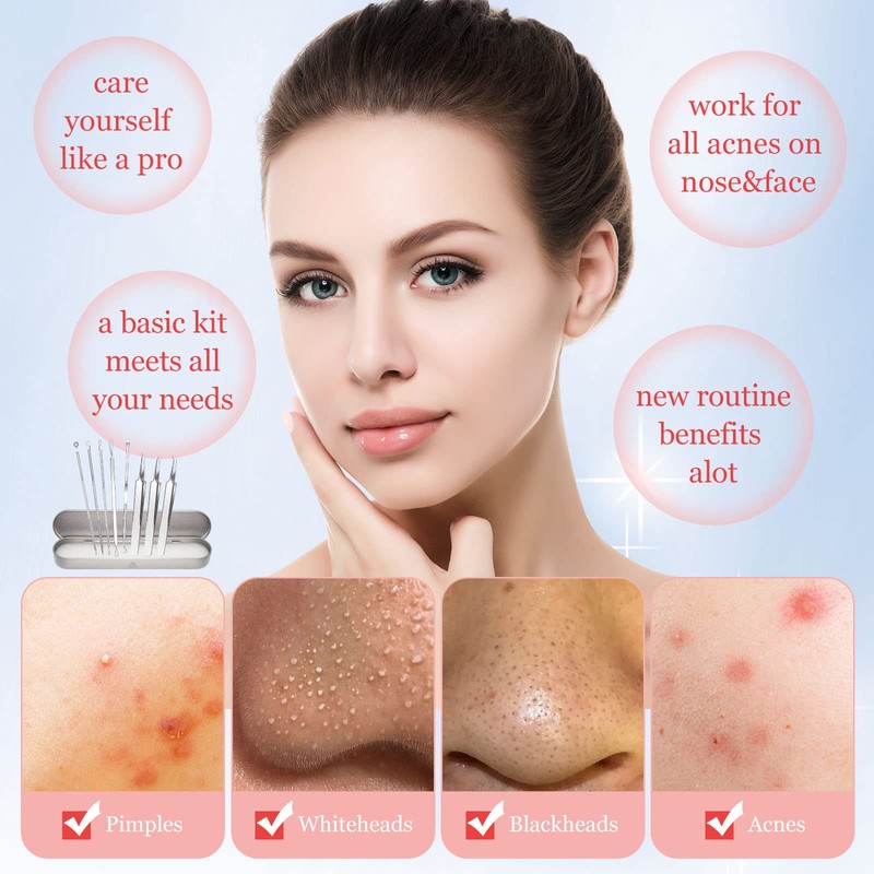 Whitehead Blemish Removal Tool Pimple Popper Tool Kit 8 Pcs