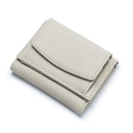 Mudono Small Wallet for Women Genuine Leather RFID Blocking Card Holder Minimalist Tri-fold Cash Wallet with Snap Coin Pouch