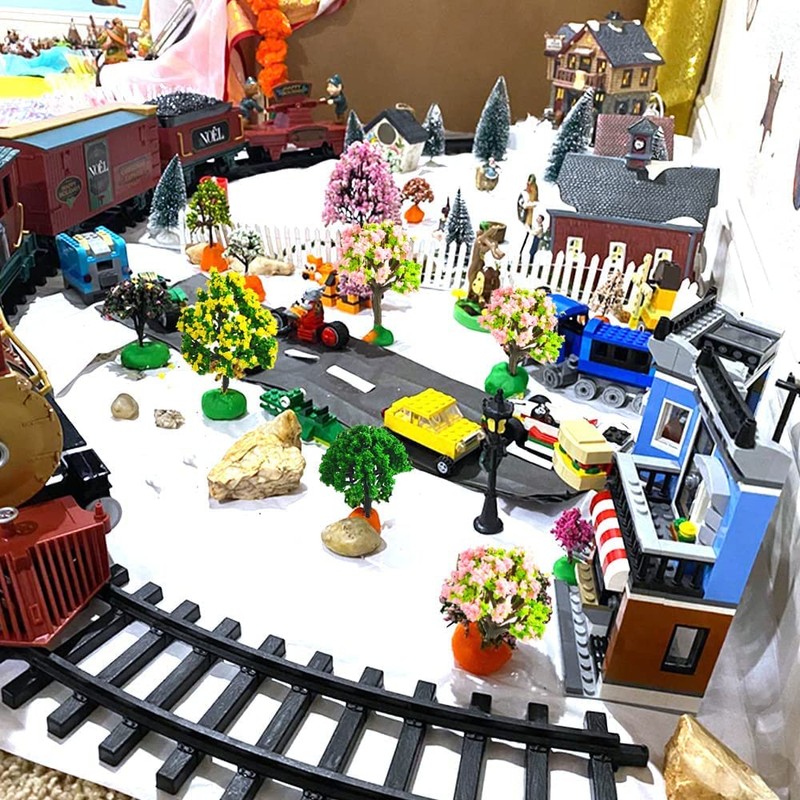 ANCLLO 55 Pcs Mixed Plastic Model Miniature Trees, Model Train