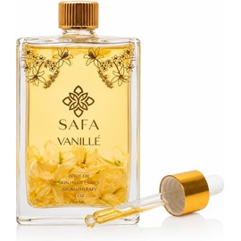 SAFA- Aceite de vainilla: aceite orgánico para rostro, cuerpo, cabello, uñas y aromaterapia Extracto de vainilla y aroma flotante