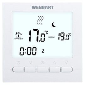 Wengart Heating Thermostat WG02B04,AC230V 3A Large Screen Sisplay,Key Operation,Weekly Programming, Compatible with Water Heating System,White