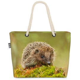 VOID Hedgehog Moss Forest Animal Beach Bag Shopper 58 x 38 x 16 cm 23L XXL Shopping Bag Travel Bag Beach Bag, multicoloured