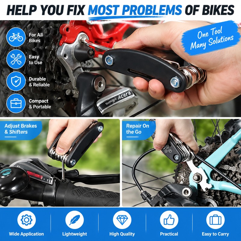16-in-1 Bicycle Repair Tool Kit – Portable Stainless Steel Multitool