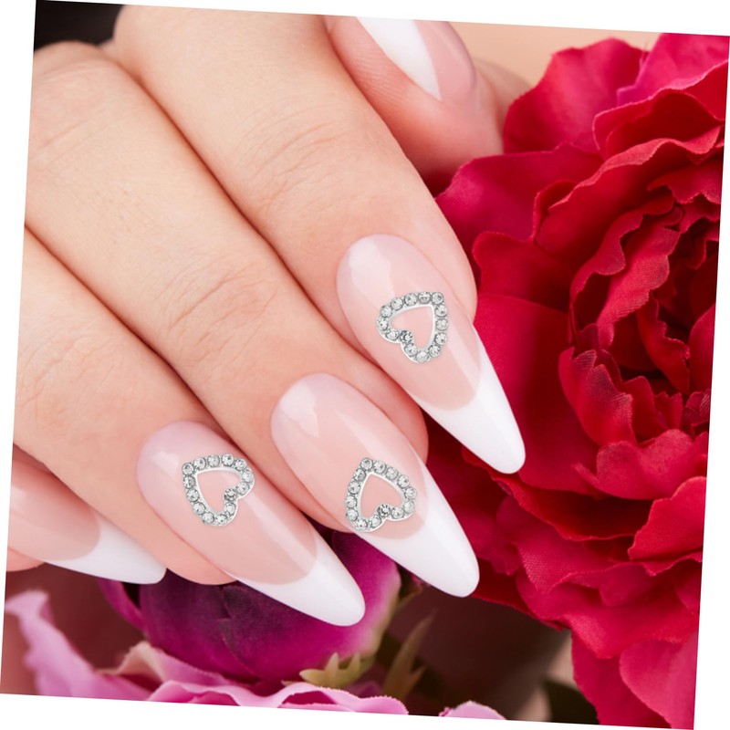 Healeved 10pcs Rhinestones Nail Charms Heart-Shaped Nail Decorations Creative Accessories