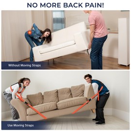 Ytonet Moving Straps, Lifting Straps for Move Furniture, 2-Person Shoulder Lifting and Moving System with Back Support for Appliances, Mattresses, Heavy Objects up to 800lbs, Round Sling, Orange