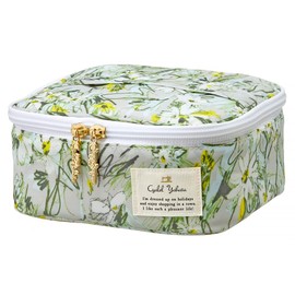 Cyalel Yahata Vanity Pouch, Large Capacity, Cute Makeup Pouch, Stylish, Flower Pattern, Brush Pocket, Travel Pouch, Made in Japan, Canvas Bath Galette Grey