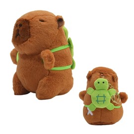 Clearstone Capybara Plush Keychain Chabimaru Turtle with Music, 7.3 inches (18.5 cm), Brown