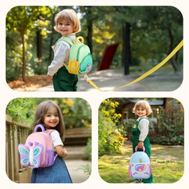 mommore Toddler Backpack for Girls 2-4 Cute 3D Kids Backpack Unicorn Small Pre-K Backpacks Water-Resistant for Preschool Kindergarten with Toddler Leash, Chest Buckle