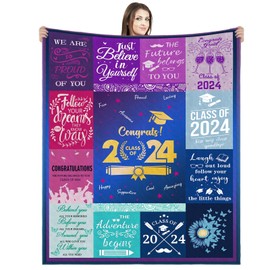 Mindsoft Graduation Gifts Throw Blanket 2024 Graduation Gifts for Her Him Class of 2024 Throw 50" x60'' Graduation Party Supplies High School College Graduation (Multicolor, Graduation)