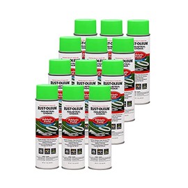 Rust-Oleum 257403-12PK Industrial Choice AF1600 System Athletic Field Inverted Striping Paint, 17 oz, Fluorescent Green, 12 Pack