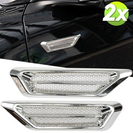 XUKEY 2Pcs Silver Chrome Auto Car Accessories Air Flow Fender Side Vent Sticker Trim
