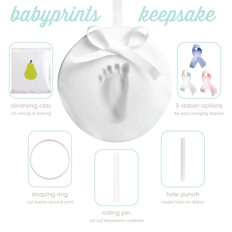 Pearhead Babyprints Baby Handprint or Footprint No Bake Keepsake Ornament,