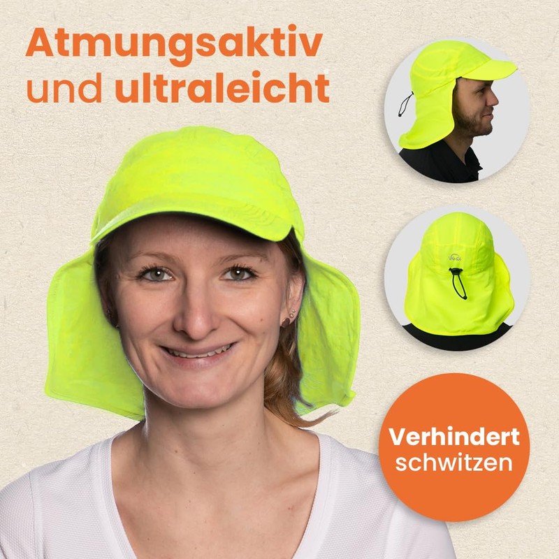 iQ-UV iQ-Company Protective Cap with Neck Protection Recycled, Yellow recycled