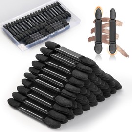 MORGLES 50 Pzas Aplicadores de Sombra de Ojos de Doble Punta Palos Con Organizador, Aplicadores de Maquillaje Desechables, Punta de Esponja Cepillo de Sombra de Ojos A Granel.