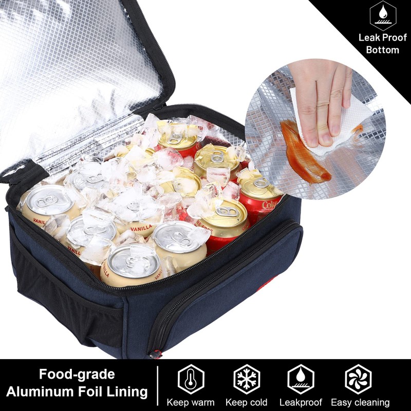 MIER Lunch Bag Men Double Deck Lunch Box Bag,Insulated Leakproof