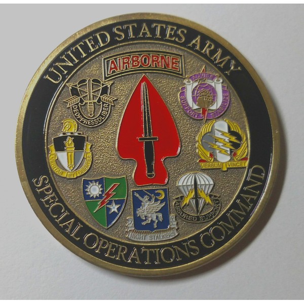 Sine Pari Army Special Operations Command Airborne Military Large Colorized Challenge Art Coin