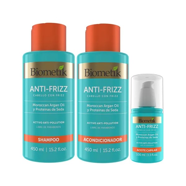 Biometik Kit Antifrizz 3 En 1 Shampoo+acondicionador+aceite