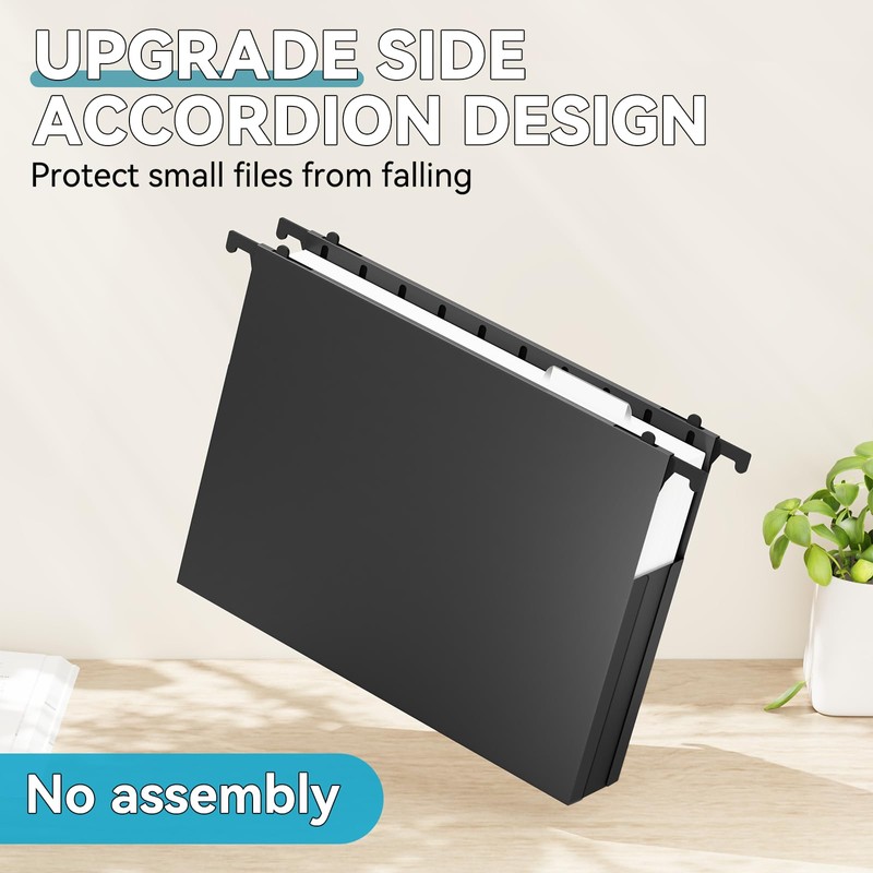 NORDUN Plastic Hanging File Folder Expandable,Letter Size,Upgraded 2" Expansion Accordian